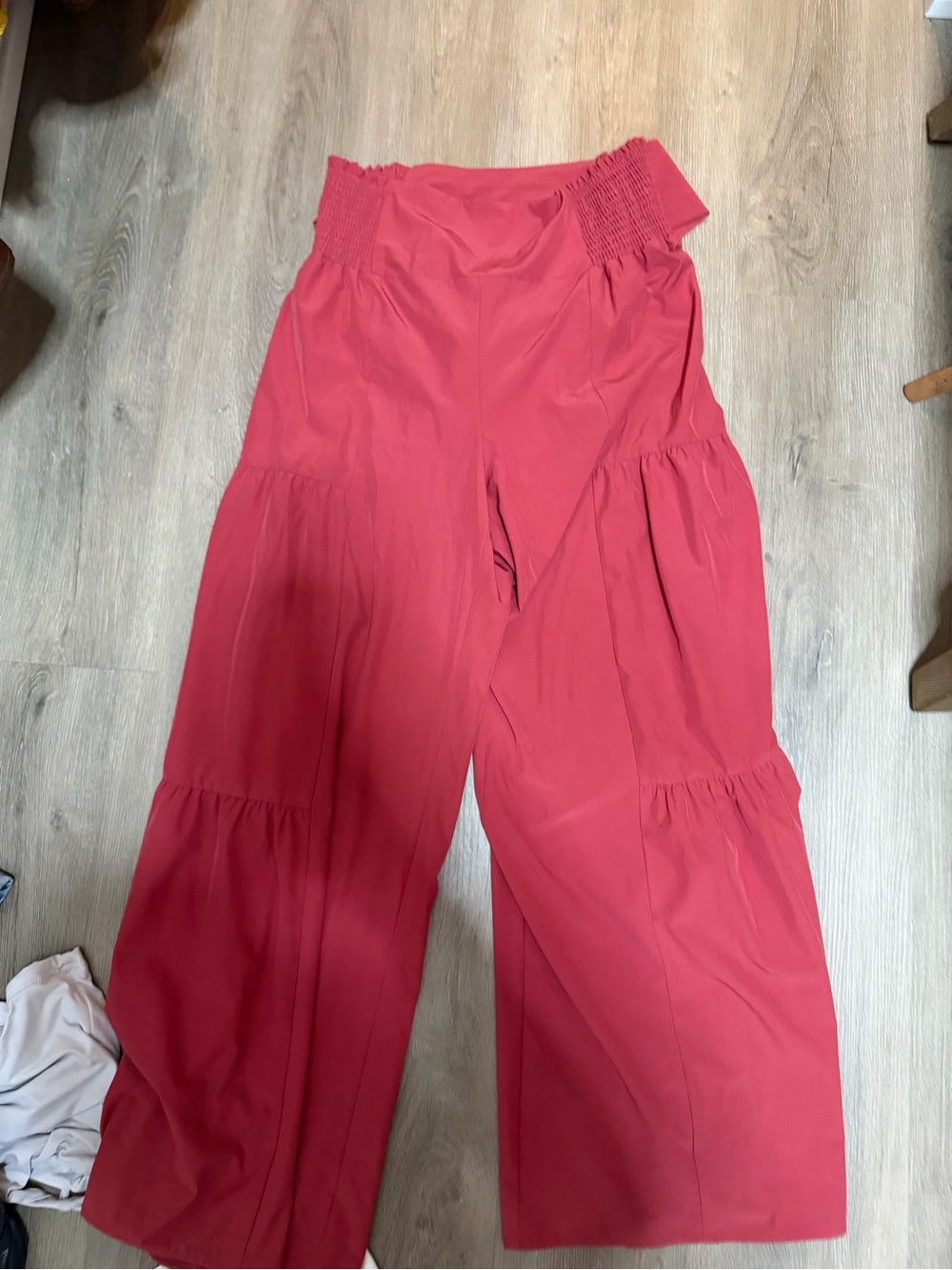 Halara High-Waist Tie-Front Wide Leg Pallazo Pants - Dusty Rose - Picture 2 of 2